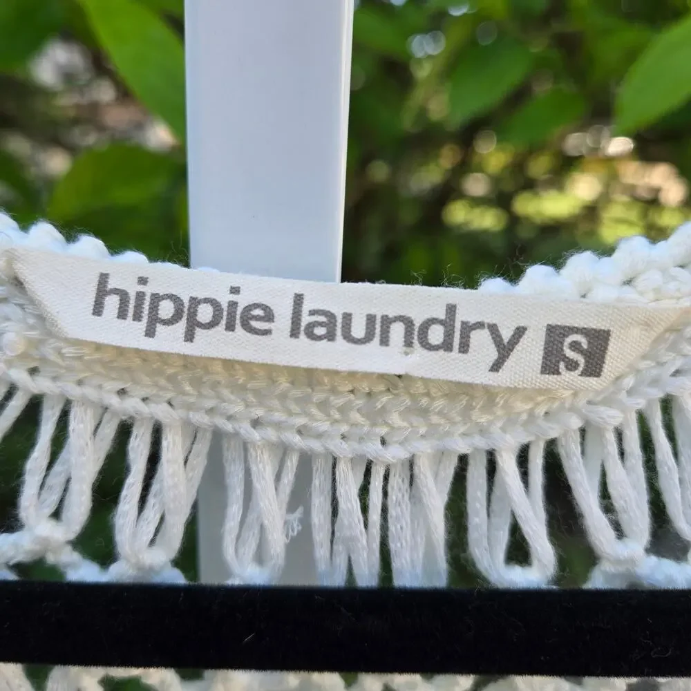 White Crochet Boho Cardigan Vest by hippie laundry Festival size Small